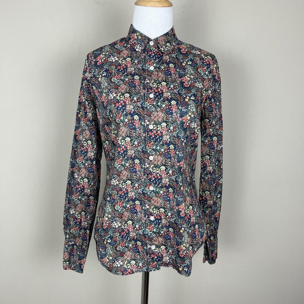 J. Crew‎ Perfect Shirt Womens 2 Liberty Elderberry Floral Button Down Top Blouse